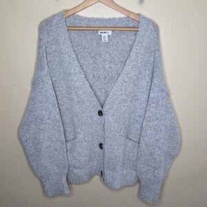William Rast | Chunky Gray Button Front V-neck Cardigan Sweater Size Medium